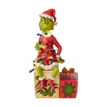 Jim Shore Grinch on Present Lights Up From Grinch Collection 7.5&quot; High #6008887 - £70.80 GBP