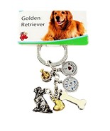 Golden Retriever Gift Keychain With Charms - Bone Heart Dog I Love My Do... - £7.66 GBP