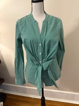 Maeve button down shirt women size 2 green striped front tie long sleeve... - $21.73