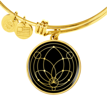 Sacred Geometry Abstract Symbol Flower Leaf Bracelet Stainless Steel or 18k Gol - £37.92 GBP+