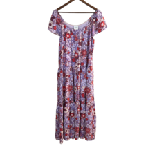 Knox Rose Maxi Dress L Purple Boho Floral Ruffle Sleeveless Pockets Summer New - £23.45 GBP