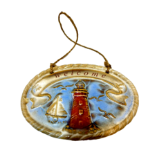 Vintage Welcome Lighthouse Ceramic Nautical Hanging Plaque Sign 6.25 x 4.5 inch - £11.64 GBP