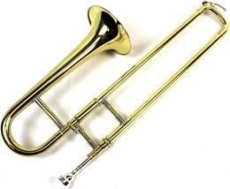 New Bb Mini Trombone With Case And Mouthpiece With A Gold Lacquer Finish. - £366.37 GBP