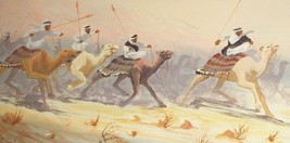 Khadi Crafts Acrylic Oil Painting Moslem Arab Desert Storm Sheik Camel Cavalry - £559.77 GBP