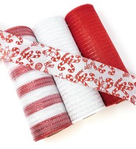 Christmas Candy Cane Deco Mesh Wreath Kit (10&quot; Ribbon Rolls and 2.5&quot; Ribbon) - £25.53 GBP