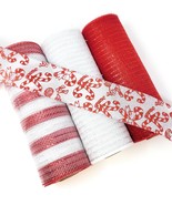 Christmas Candy Cane Deco Mesh Wreath Kit (10&quot; Ribbon Rolls and 2.5&quot; Rib... - £25.14 GBP
