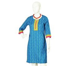 Srishti M-97cm 100% Cotton Kurta with Mughal Inspired Flower Design/FREE... - £12.37 GBP