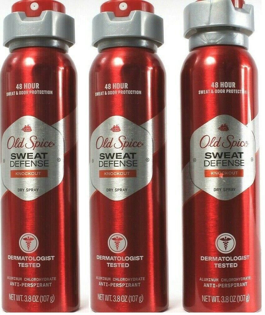 (3 Ct) Old Spice Sweat Defense Knockout 48 Hour Antiperspirant Dry Spray 3.8 Oz - £23.21 GBP