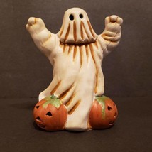 Hermitage Pottery Ceramic Ghost and Pumpkins Tea Light Burner Halloween Vintage - £10.02 GBP