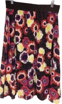 NWT LuLaRoe Large Black Red Purple Yellow Big Flowers Chiffon Lined LOLA... - $12.86