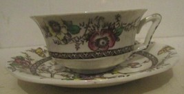 Vintage Alfred Meakin MEDWAY Dinnerware Brown Floral Cup &amp; Saucer - £6.04 GBP