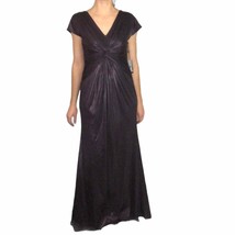 Adrianna Papell Metallic Twist Cap Sleeve Gown in Purple Dress - $66.78