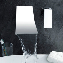 Waterfall Wall-mounted Bathroom Vessel Sink Square Faucet Chrome Single Handle  - £70.10 GBP