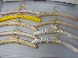Vintage Lot of 9 VmSatin Covered Clothing Hangers 5" to 15.75" ( Read) - $21.33