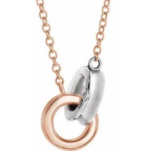 Interlocking Circle Necklace in 14k Rose and White Gold - £368.92 GBP