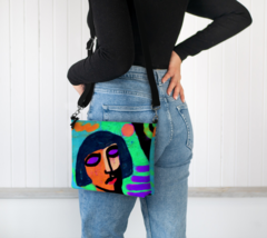 Funky Abstract Art Vegan Leather Crossbody Bag Purse Handbag Shoulder Bag - £51.13 GBP