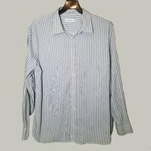 Calvin Klein Mens Button Down Shirt 2XL Blue Long Sleeve Casual - £12.75 GBP