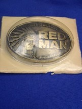 Vintage Red Man Chewing Tobacco Belt Buckle New Old Stock Nos Metal Advertising - £29.98 GBP
