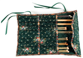 Handmade Quilted Fabric Knitting Needles Crochet Hooks Organizer Protector - $17.50