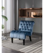 Modern Light Blue Velvet Armless Accent Chair with Wooden Legs - €151,45 EUR Modern Light Blue Velvet Armless Accent Chair with Wooden Legs - €151,45 EUR