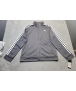 adidas Track Jacket Boys XL Gray Athletic Fit Polyester Long Sleeve Full... - $23.09