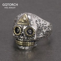 925 Sterling Silver Punk Skull Ring For Men And Women Vintage Gothic Opening Typ - £45.94 GBP