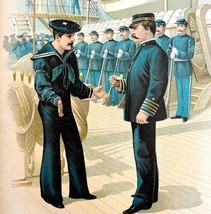 Captain Dewey Enforcing Obedience On The Dolphin 1899 Victorian Lithograph DWV7A - £79.28 GBP