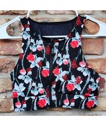 MINKPINK Move Zip Front Black Red Floral Crop Top Sports Bra  - $34.19 CAD