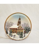 Christmas Country Village Church Decorative Plate Light Up Table Top Vin... - £24.03 GBP