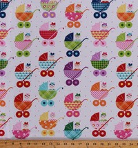 Cotton Babies in Strollers Baby Carriage Buggy Fabric Print by Yard (1490-281) - £9.40 GBP