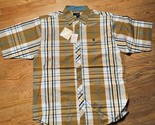 Y2K CLH Plaid Button Up Collar Shirt Tan Multicolor Size 2XL NEW Lion Logo - $19.75