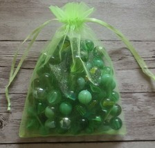 66 Assorted Green ~ Clear ~ Solid ~ Swirl ~ Glass Marbles +1 Large Shooter ~ 18 - £17.52 GBP