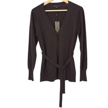 Brown Cardigan Sweater Women&#39;s Sz Med Wool Blend Belted - $43.56