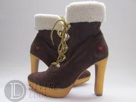 Love Moschino JA2405BH0WJA030 Dark Brown Suede Ankle Boots Women&#39;s 7 - £118.02 GBP