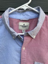 American Eagle Color Patch Block Oxford Button Shirt Mens XL AE Cotton Preppy - £15.84 GBP