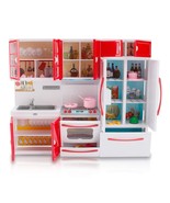Liberty Imports Gourmet Red Doll Modern Kitchen Mini Toy Playset with Li... - £43.45 GBP