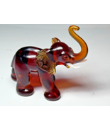 Vintage Miniature Blown Glass Elephant Tusks Raised Trunk Amber Glass No... - $25.56 CAD