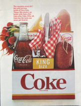 1966 Coca-Cola Vintage Print Ad King Size Coke Retro Picnic Basket Soft Drink - £11.45 GBP