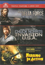 Chuck Norris Triple Feature DVD Set Missing in Action Delta Force Invasion USA - £9.51 GBP
