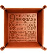 KATE POSH 9 Years of Marriage Engraved Leather Catchall Valet Tray, Our ... - $27.69