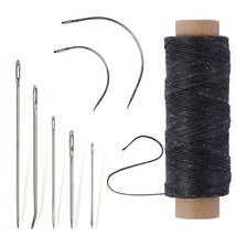55Yards Waxed Thread With 7 Pcs Leather Needles For Hand Sewing 150D Flat Sewing - £10.26 GBP