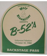 THE B-52&#39;s - VINTAGE ORIGINAL HOLLYWOOD PALLADIUM 1980 BACKSTAGE PASS - $20.00