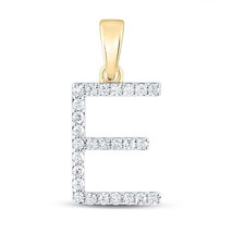 10kt Yellow Gold Womens Round Diamond E Initial Letter Pendant 1/5 Cttw - £255.47 GBP