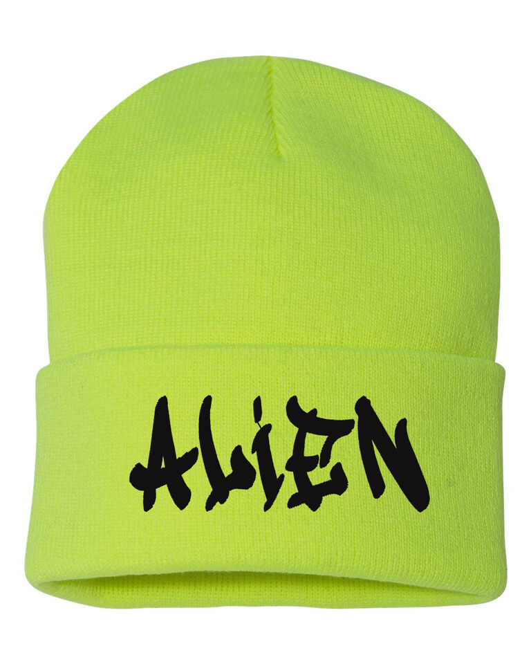 ALIEN Embroidered Cuffed Beanie Hat, Embroidered Gift, Winter Hat - $15.99