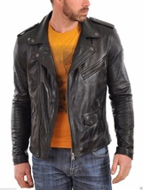 Man black biker jacket, Mens leather jacket, Leather jackets for men Men... - $179.99