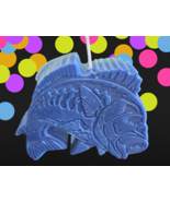 Big Bass/Fish Unique Candle Cake Topper 3&quot; Tall X 4&quot; Wide Blue, Green Mix - $14.00