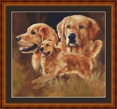 GOLDEN RETRIEVERS - pdf x stitch chart Original Artwork © Steven Michael Gardner - £9.43 GBP