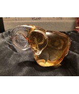 Glass Elephant in Clear &amp; Amber Paperweight 1lb 2 3/4oz,  4 1/2&quot;  3 1/4&quot;... - $7.99