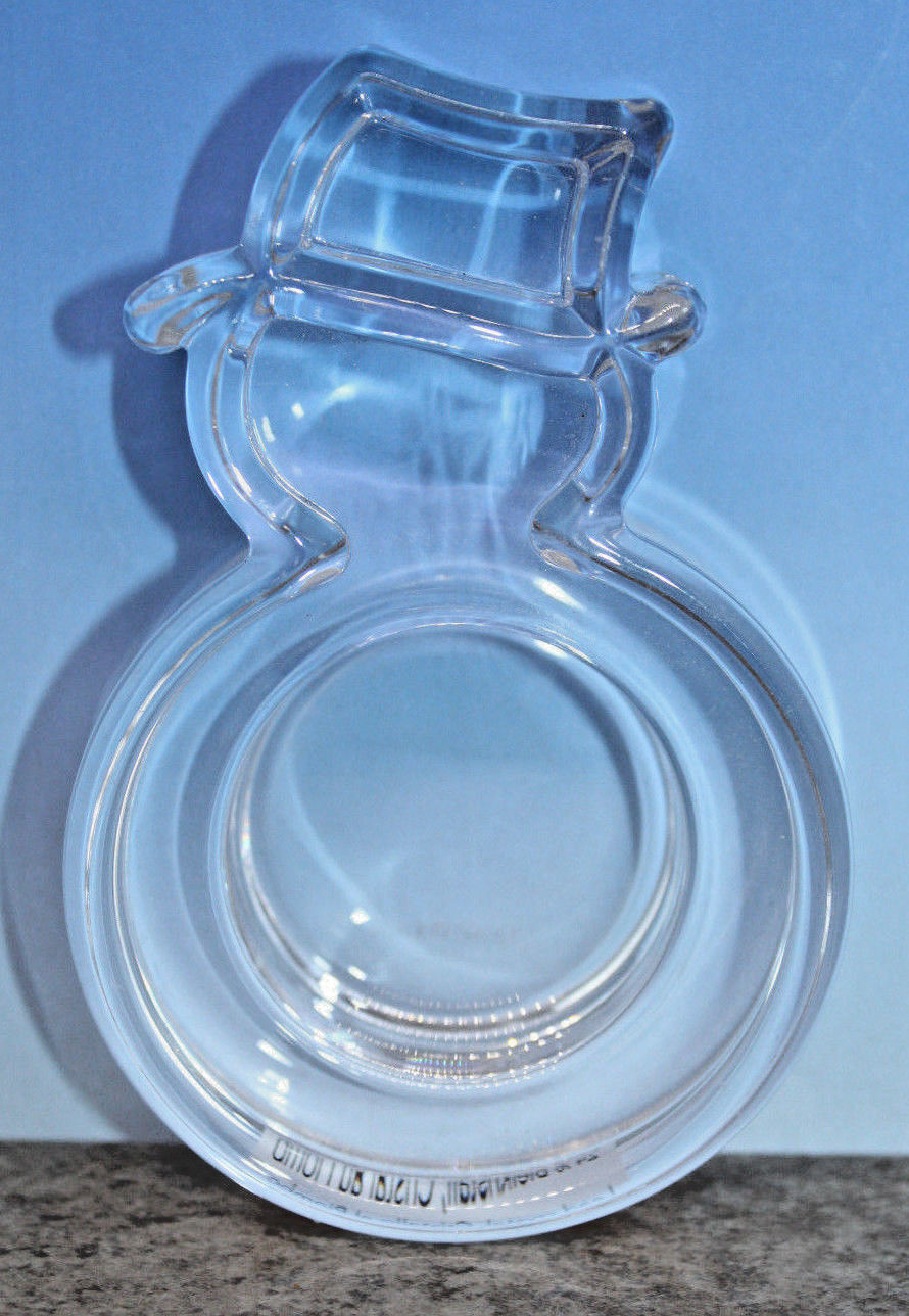 Nachtmann Riedel Snowman Christmas Tea Light Crystal Glass Candle Holder Germany - $39.57