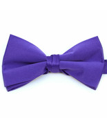 Boy&#39;s 1.5&quot; Poly Satin Banded Bow Ties - Purple - £5.44 GBP